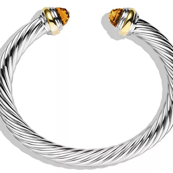 David Yurman Sterling Silver 4mm Cable Classics Bracelet Citrine & 18k Gold - Picture 2 of 7